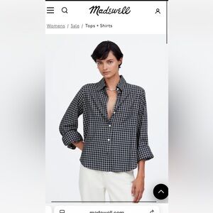 Madewell Black and Blue Plaid Button Down Shirt